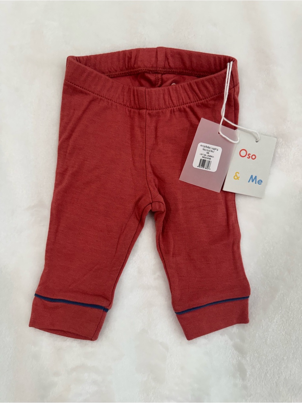 Oso & Me Rust Red Kids Leggings with Navy Trim
